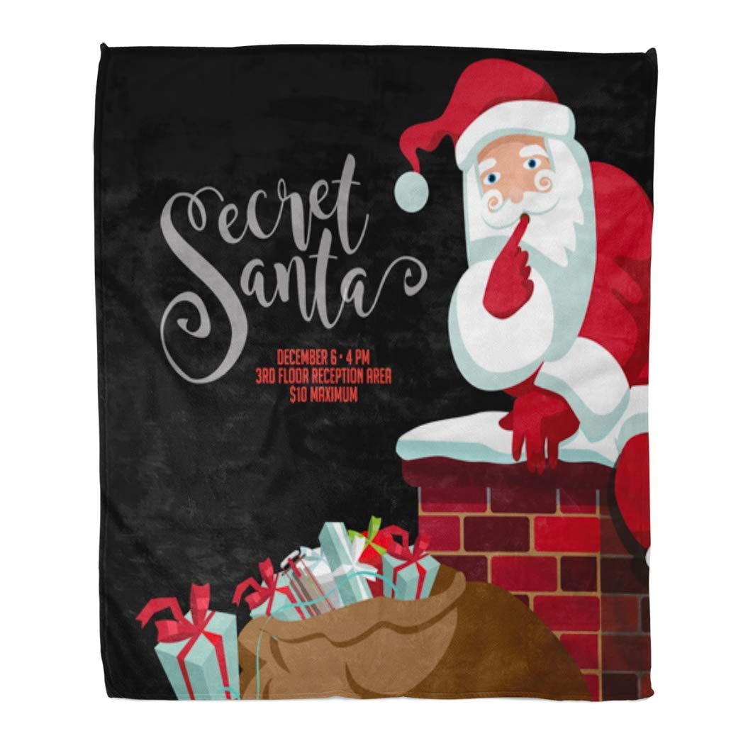 KDAGR Flannel Throw Blanket Secret Santa Party Cartoon Claus Climbing Into The Chimney Soft for Bed Sofa and Couch 58x80 Inches KDAGR Flannel Throw Blanket Secret Santa Party Cartoon Claus Climbing Into The Chimney Soft for Bed Sofa and Couch 58x80 Inches