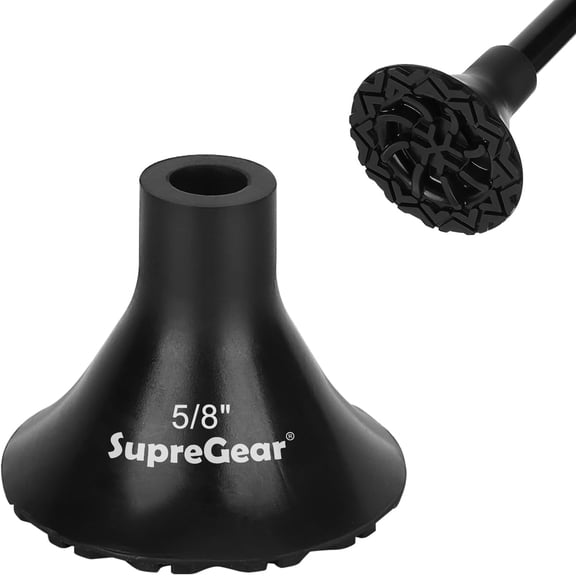 SupreGear 5/8 inch Walking Cane Tip Replacement, Non-Slip Rubber Feet with Stable Grip, Black