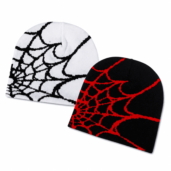 FLORNIX 2Pcs Beanies Hats Men,Versatile for Daily Use and Sports Beanies,Spiderweb Jacquard Design Mens Beanie,Multicolor1,OneSize
