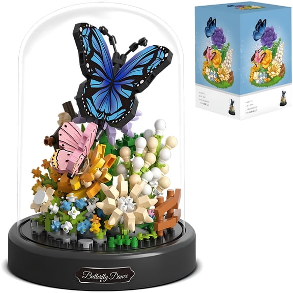 BESTSKY Flower Bouquet Butterfly Building Set,Bonsai Tree Building Kit with Dust Cover,530 Pieces Micro Bricks,Birthday Gifts for Boys and Girls