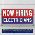 thumbnail image 3 of Now Hiring Electricians 13 oz Heavy Duty Vinyl Banner Electrician Jobs Available Help Wanted Sign for Business Advertising Indoor/Outdoor Single-Sided with Metal Grommets (4x6 ft, Re & Wh & Bl), 3 of 6