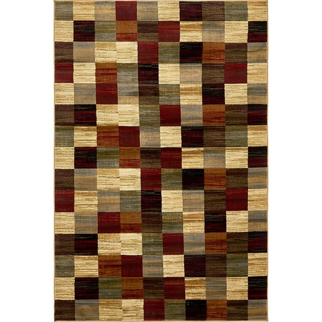 Unique Loom Barista Geometric Squares Area Rug 5' x 8' Rectangular Multi/Beige