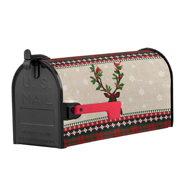 maskred Festive Atmosphere Vibrant Deer Patterned Sleeve For Mailbox Bright And Warm YTYH2309037 1Set