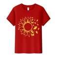 thumbnail image 5 of Outfmvch Tops for Women Trendy Spring Tops for Women 2024 Womens Tops Shirts for Women Sunflower Summer T Shirt Plus Size Loose Blouse Short Sleeve Graphic Casual Tees Polyester Spandex Red M, 5 of 5