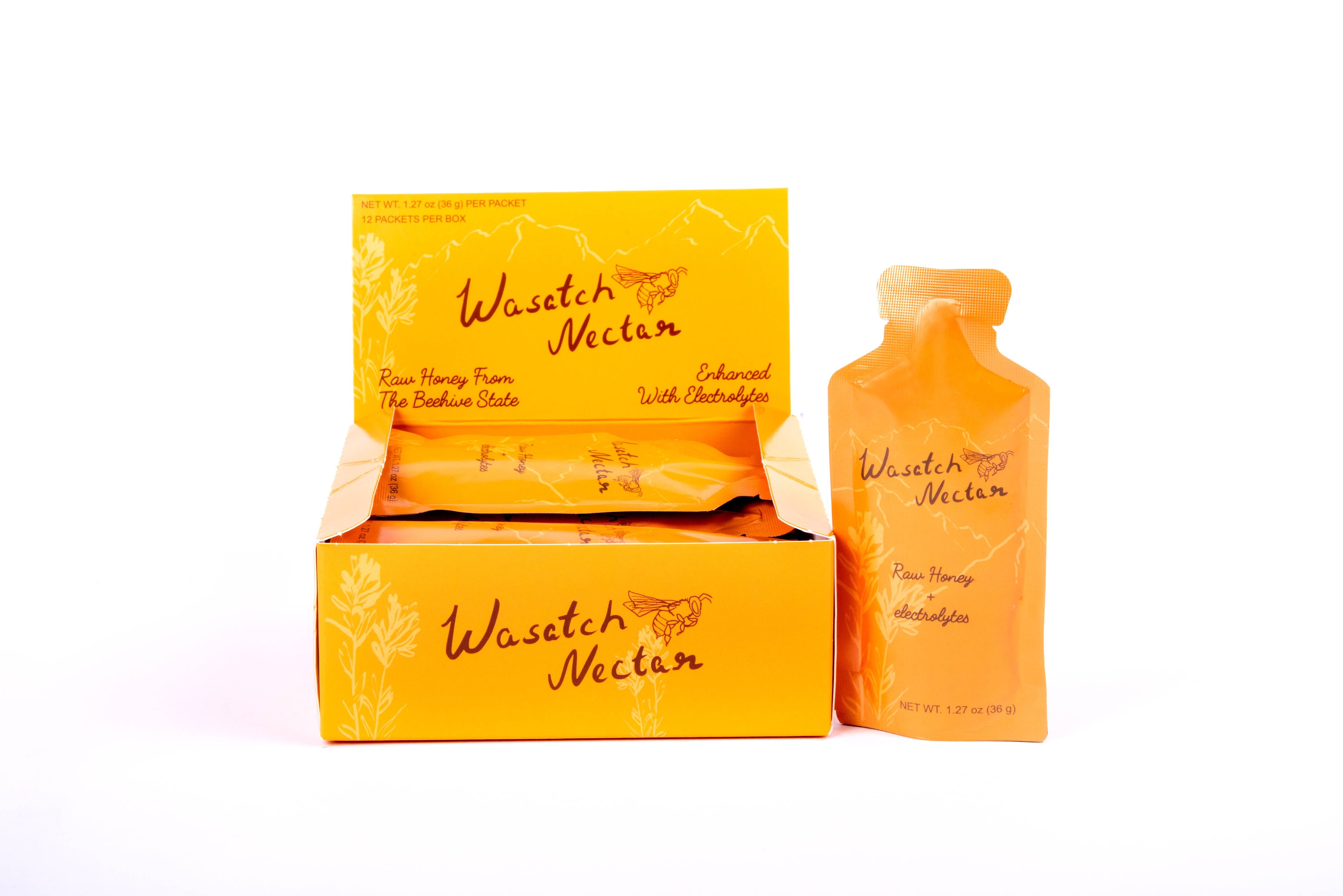 Wasatch Nectar Original Flavor - Honey - for Runners, Cyclists, and Active Sports - 1.27oz (12pk)