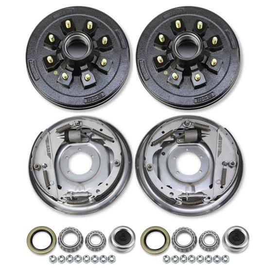 LIBRA HD Trailer Hub Drum Kits 8 on 6.5" B.C. w/9/16 Studs & 12"x2" Hydraulic Free Backing Marine Brakes for 7-8K Lbs Axle