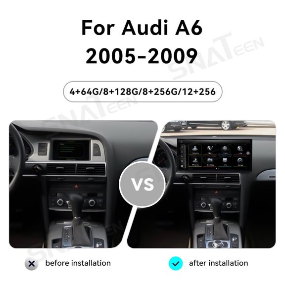 SNATEEN 15.8 inch Carplay Screen Radio Multimedia Player for Audi A6 2005-2009 Models Universal Car Navigation GPS Upgrade Headunit Android Display Video 1080P Touch Screen Replace System