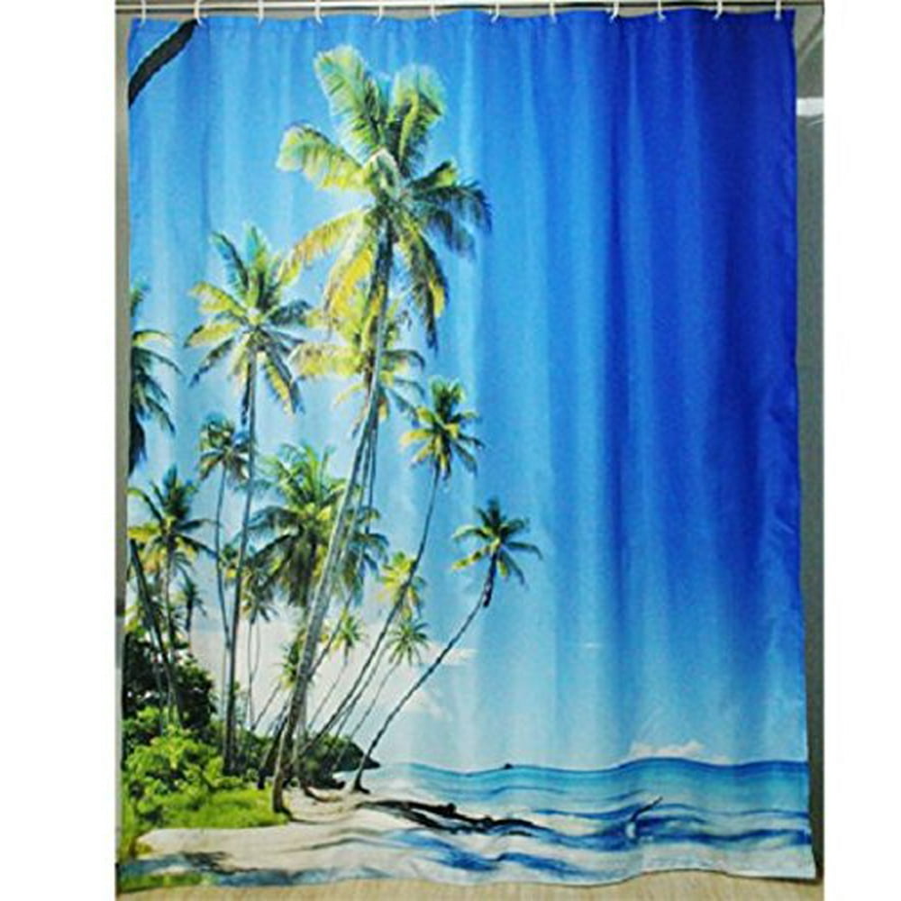 Tropical Summer Beach Fabric Shower Curtain (Tropical Beach) Walmart