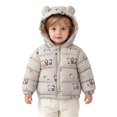 thumbnail image 6 of newwalpole Baby Hooded Down Jacket Boys Girls Light Puffer Winter Coats Toddler Bear Ears Zipper Up Down Coats Outwear(Khaki,5-6 Years), 6 of 9