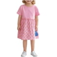thumbnail image 2 of LOVZFMLL Robe Mignonne à Manches Courtes pour Tout-Petits Enfants Couleur Unie Imprimée Extensible Robe Trapèze, 2 of 3