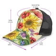 thumbnail image 2 of Disketp Sunflower Cornflower Poppy Print Trucker Hat Men Women - Mesh Baseball SnapBack Cap, 2 of 7