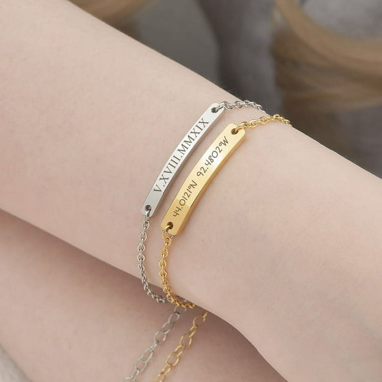 Personalized Bracelet for Women Men Gold Bar Bracelet Adjustable Monogram  Initial Bracelet Friendship Gift Custom Name Bracelet - AliExpress