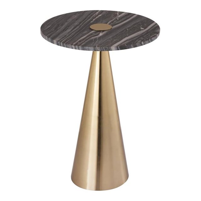 TOV Furniture Addyson 22"H Transitional Marble and Iron Side Table in Gold