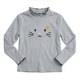 thumbnail image 4 of PureCasa Children's Pullover Shirt Basic Shirts Turtleneck T-Shirt Tops Cotton Lettuce Edge Trim Long Sleeve Cute Print Toddler Girl Clothes, 4 of 5