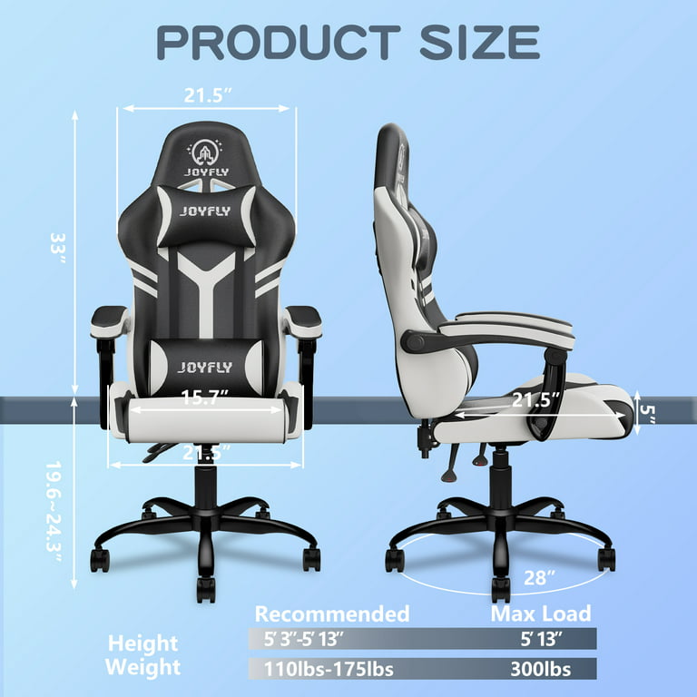 JOYFLY Gaming Chair, Gamer Chair Ergonomic Gaming Chair with Footrest, High Back  Gaming Chairs for Adults Racing Style PC Computer Office Chair with  Headrest & Lumbar Support, 350lbs, Grey - Yahoo Shopping