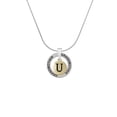 thumbnail image 2 of Delight Jewelry Goldtone Capital Letter - U - Pebble Disc - Silvertone Grandmother Ring Charm Necklace, 18", 2 of 4