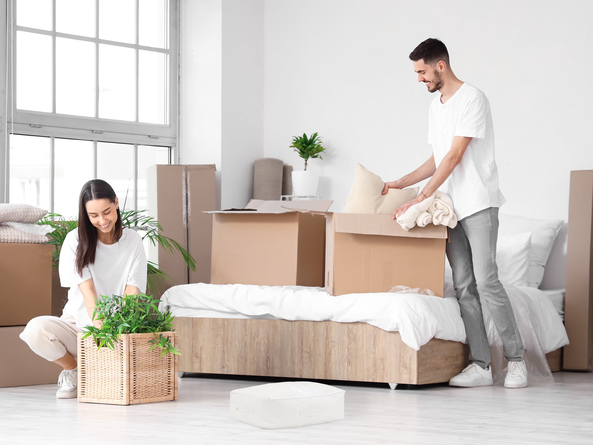 Unique Bargains 1 Pack Clothes Storage Bags Moving Bags White 20*16*6in