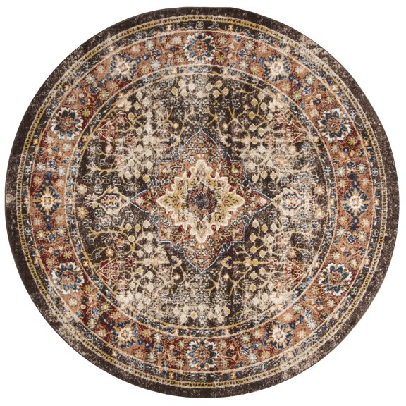 SAFAVIEH Bijar Rhona Oriental Area Rug, Brown/Rust, 12' x 12' Round