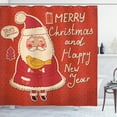 thumbnail image 1 of Ambesonne Christmas Shower Curtain, Santa and Yellow Bird, 69"Wx70"L, Ivory Orange, 1 of 3