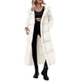 thumbnail image 1 of Abrigo Acolchado Largo con Capucha para Mujer PRETTYGARDEN Beige Talla M, 1 of 6