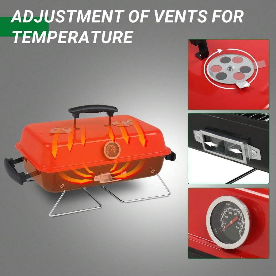 XX Portable Iron Charcoal BBQ Grill For Camping And Picnics Beach,Tabletop Outdoor Barbecue Smoker,Small BBQ Grill For Outdoor Cooking Backyard