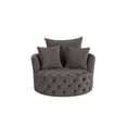 thumbnail image 3 of Benjara Swivel Accent Chair with Curved Design and Button Tufting- Dark Gray, 3 of 7