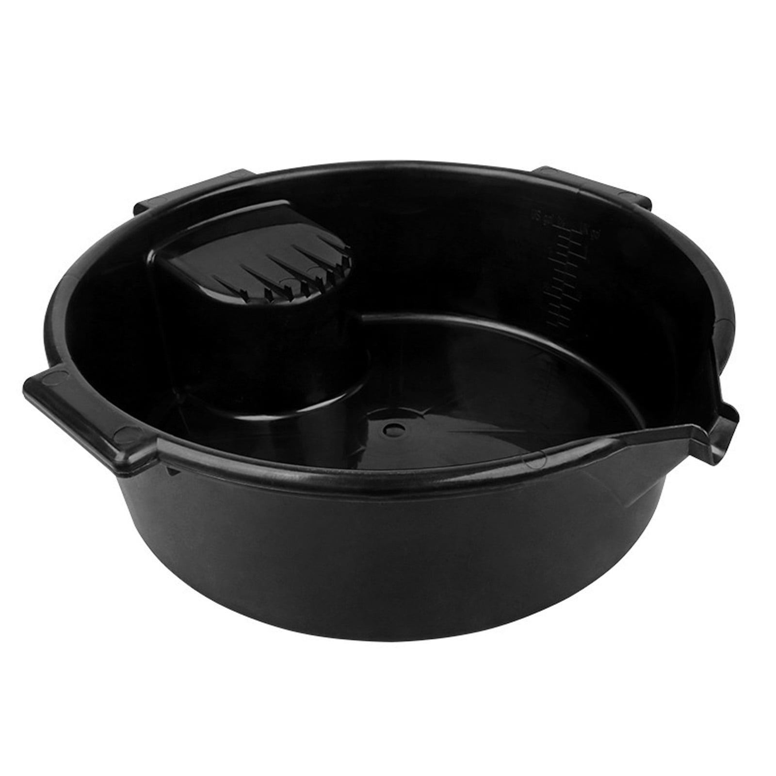BIBABLYKE Oil Collection Tray 6L Round Oil Drain Pan Oil Change Canister Plastic Tray Oil Collection Container with Handle & Scale