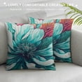 thumbnail image 3 of PRATYUS  Throw Pillow Cases Cozy Fleece Colorful Dahlia Flower Simple Strokes Flora Background Decorative Cushion Covers for Couch Bed Sofa Farmhouse Decoration Teal Grey 20x20in, 3 of 5