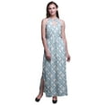 thumbnail image 1 of Bimba Tie-Dye Women Printed Crew Neck Side Slits Halter Dress Long Evening Gown-X-Small, 1 of 6