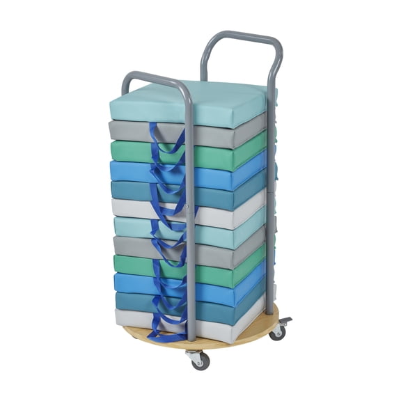 SoftZone Square Floor Cushions and Mobile Cushion Cart