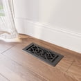 thumbnail image 2 of Naiture Stainless Steel Floor Register, Heavy Duty Rust-Resistant Floor Vent Cover, Metal Damper or Lever, Victorian Style Grate Floor Vent, Duct Size 4" X 10", Black Finish, 2 of 13