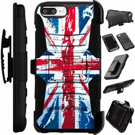 For Apple iPhone 5 Case / Apple iPhone 5s Case / Apple iPhone SE Case Heavy Duty Hybrid Armor Dual Layer Cover Kick Stand Rugged LuxGuard Holster (Uk Flag (Best Case For Iphone Se Uk)