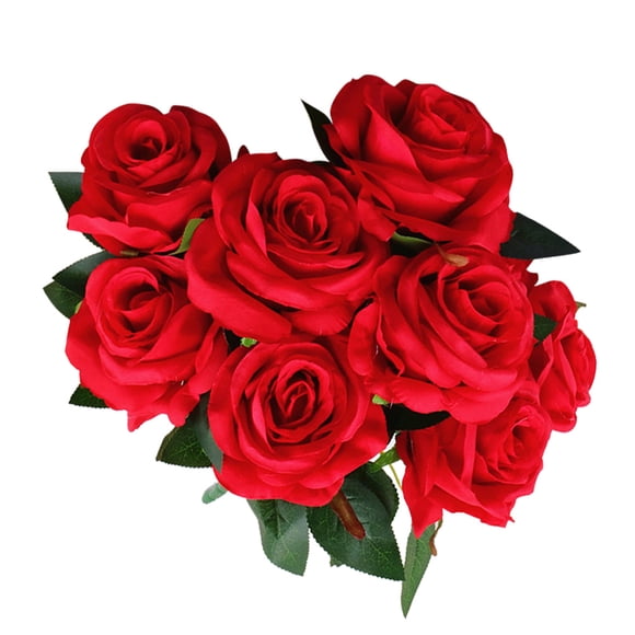 RENACLIPY Realistic Red Artificial Rose Bouquet for Home Office Wedding and Garden Decoration