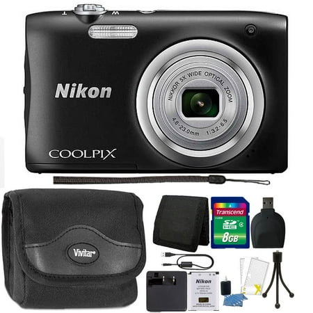 Nikon COOLPIX A100 20.1MP f/3.7-6.4 Max Aperture Compact Point and Shoot Digital Camera 8GB Accessory Kit (Best Nikon Point And Shoot Camera)