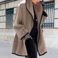 thumbnail image 4 of Joernso Women Fall Winter Jacket Loose Color Matching Lapel Long Sleeve Contrast Color Mid Length Pockets Cardigan Thick Warm Lady Streetwear Coat, 4 of 7