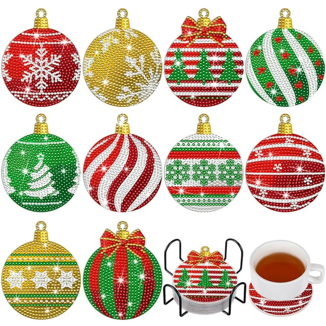 Set de 10 bolas navideñas de 10,5 cm con forma de bola de Drink Coasters FairySandy