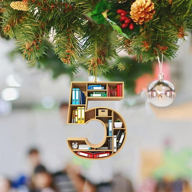 SouMaox Acrylic Book Ornament, Double Sided Sublimation Print, Lightweight Librarian Decor, Hanging Tree Charm for Personal Library Display