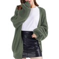 thumbnail image 1 of Cárdigan de Punto Grueso para Mujer, Larga, Cuello en V, Botones, con Bolsillo, para Otoño e Invierno Verde L, 1 of 8