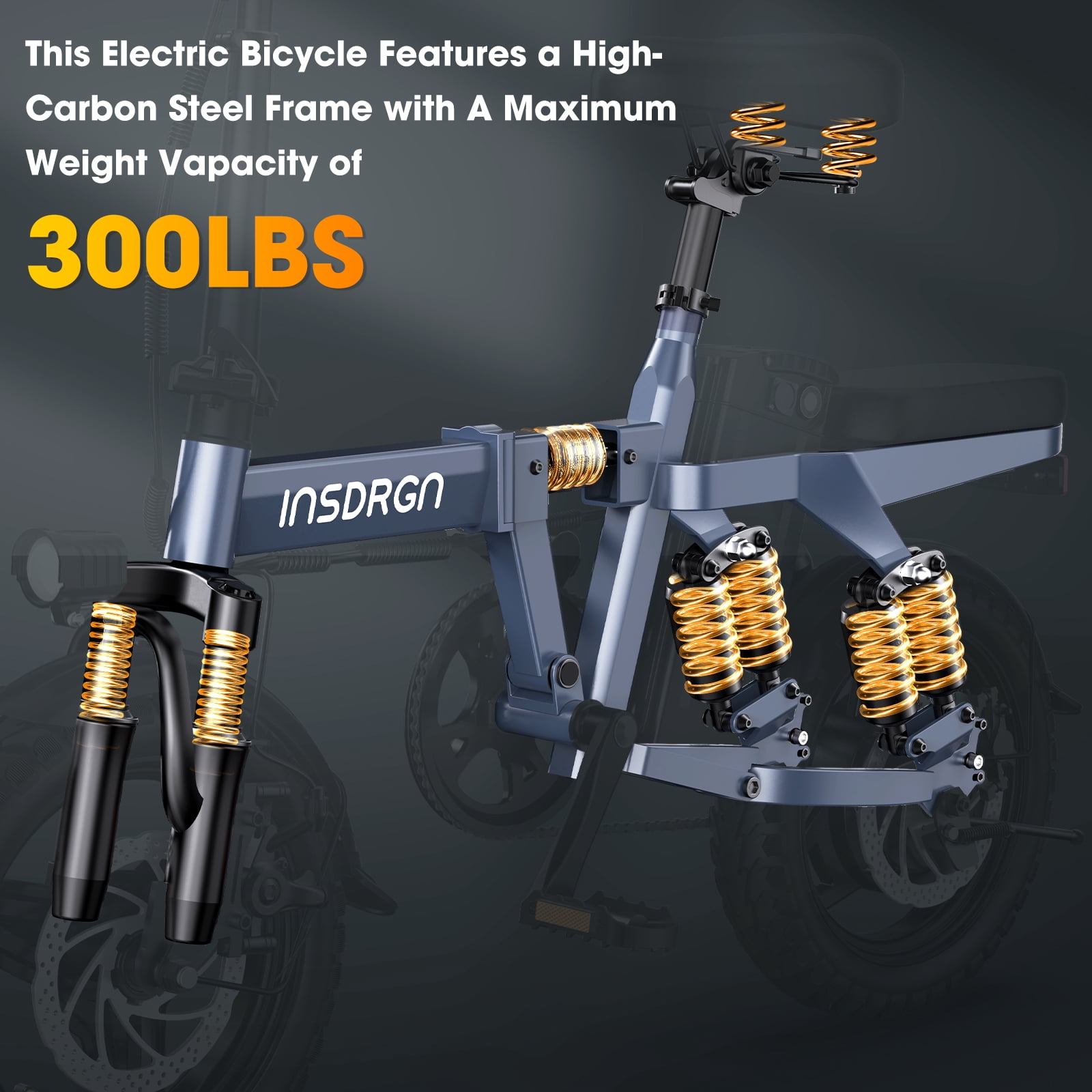 INSDRGN Folding Electric Bike for Teenager and Adults, 16AH 48V Battery 14" Electric Bike 1500W Peak Motor, 62 Miles Range, Mini Ebike for City Commuter, UL2849