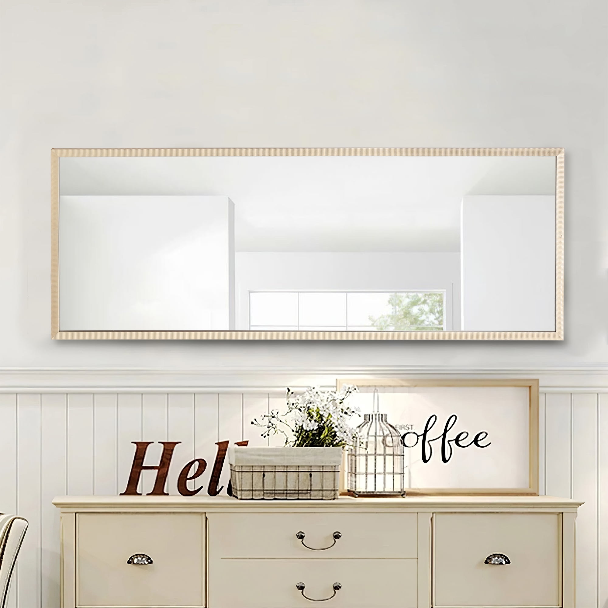 43"*16" Full Length Mirror PS Standing Floor Mirror Rectangle Full Body Mirror Gold