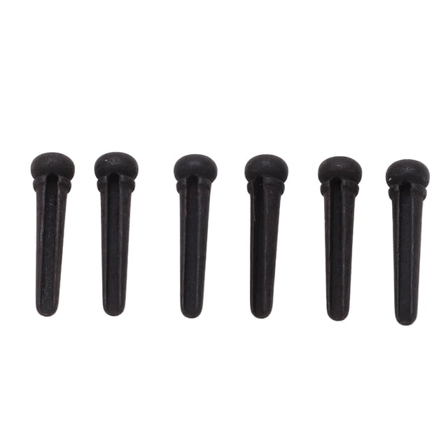 Juego de 6 pines para puente de guitarra de ébano, delicados, sencillos y de larga duración, estándar, color negro