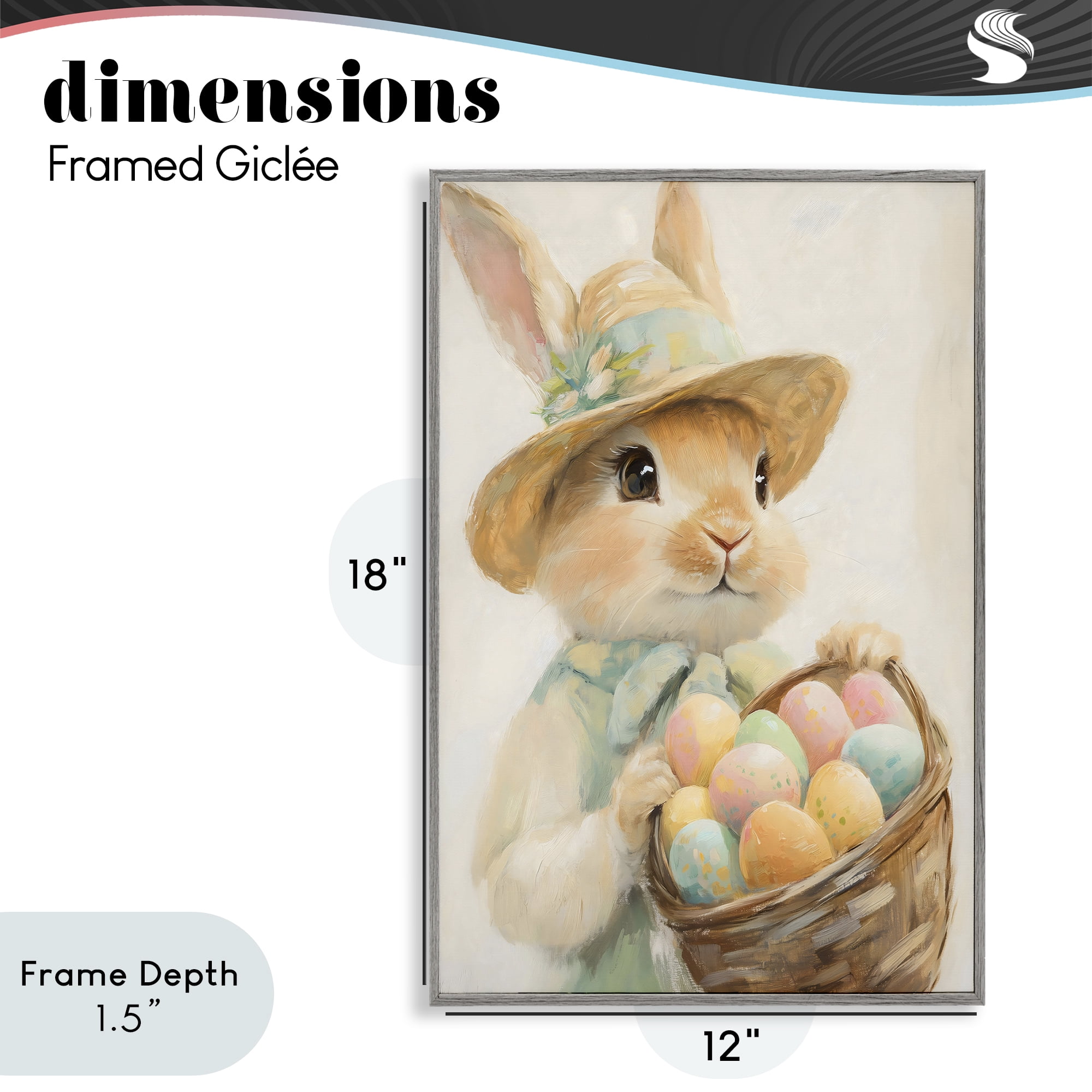 Stupell Industries Easter Egg Basket Rabbit Gray Framed Giclee Art, design by The Prints Vibe