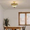 thumbnail image 7 of Kiven 13.8in Flush Mount Ceiling Light Fixture Dimmable, 3-Light Anti Glare Close to Ceiling Light with 15FT Plug-in Cord, Tiffany-Style Glass Chandelier for Bedroom Kitchen Hallway(No.3210), 7 of 7