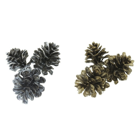 Pick Mini Pinecone Pe Brown Silver 9 Inches Window Box