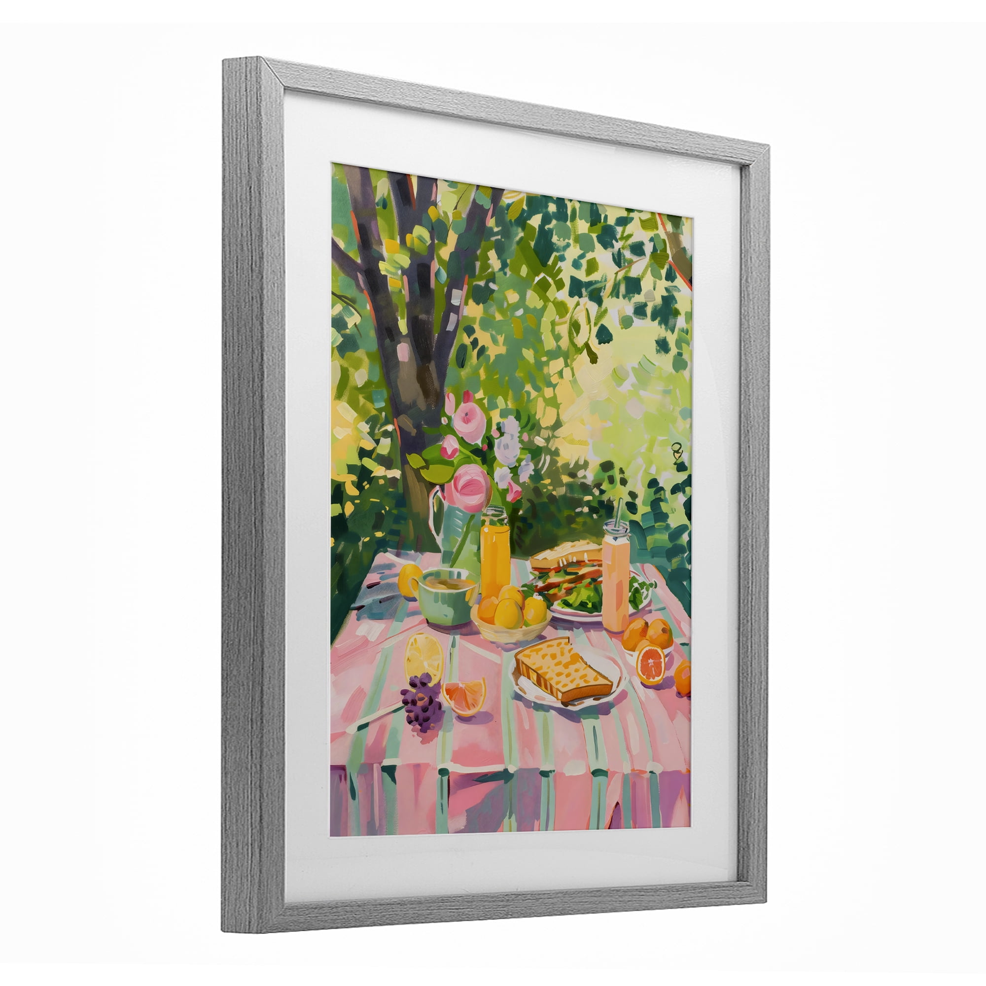 Stupell Industries Breakfast Picnic in Garden Gray Framed Print Under Glass, design by The Prints Vibe