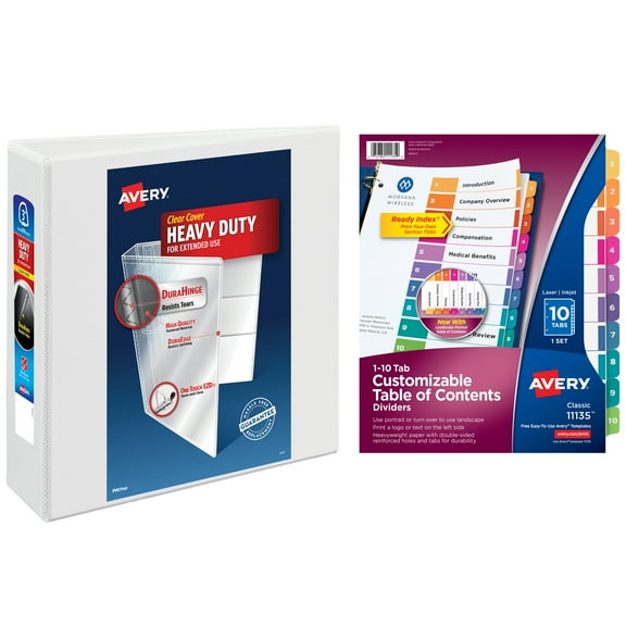 Avery 3" Ring Binder, 10 Tab Dividers, Supplies Set (01678)