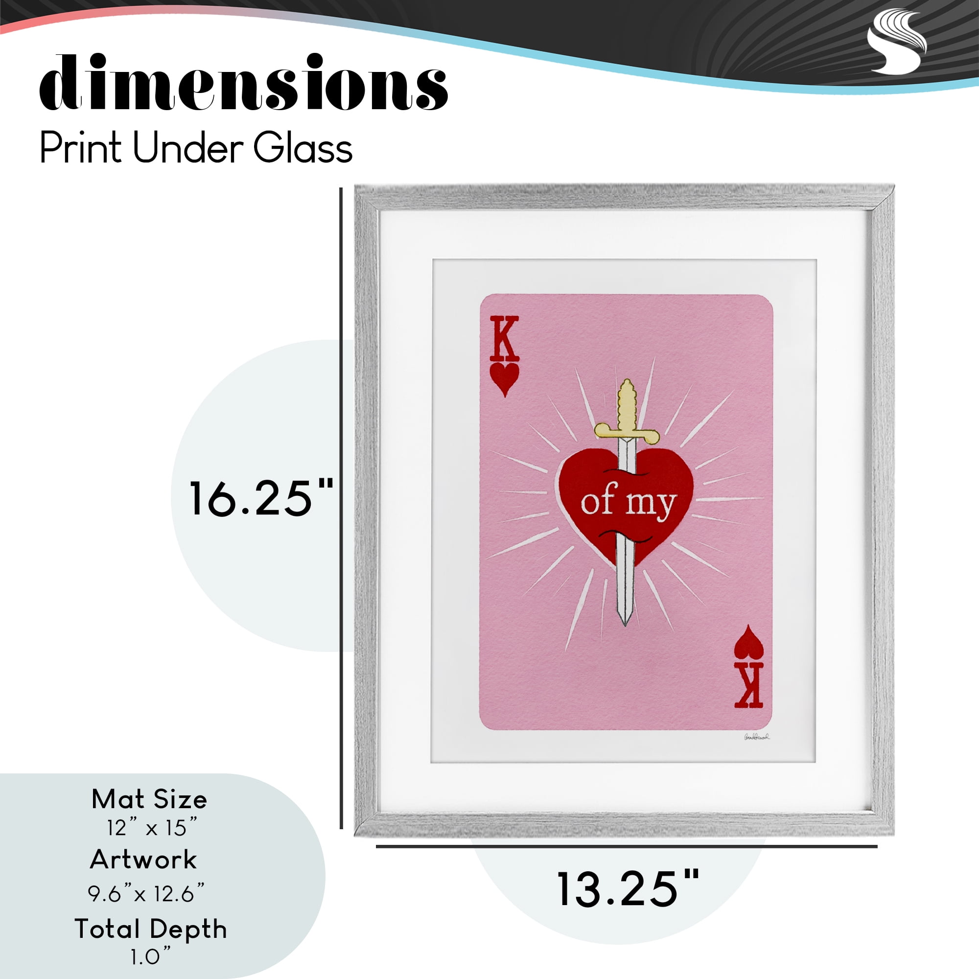 King Of My Heart Sword Gray Framed Print Under Glass, design by Amanda Greenwood
