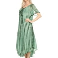 thumbnail image 3 of Sakkas Yasmin Tie Dye Embroidered Sheer Cap Sleeve Sundress | Cover Up - Green - One Size Regular, 3 of 5
