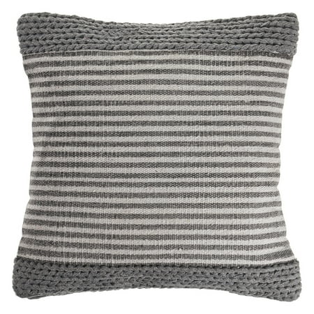 Lr Home Micah 20" x 20" Gray/Ivory Striped Cotton Blend Adult Decorative Throw Pillow