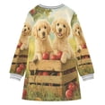 thumbnail image 2 of YAZAOO Little Girls Long Sleeved Hoodie A Dresses Puppies Sitting on Crate Classical Creative Pattern, 2 of 4